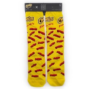 Odd Sox Flamin Hot Cheetos Crew Socks Mens Womens Fun Novelty Gift Yellow Red